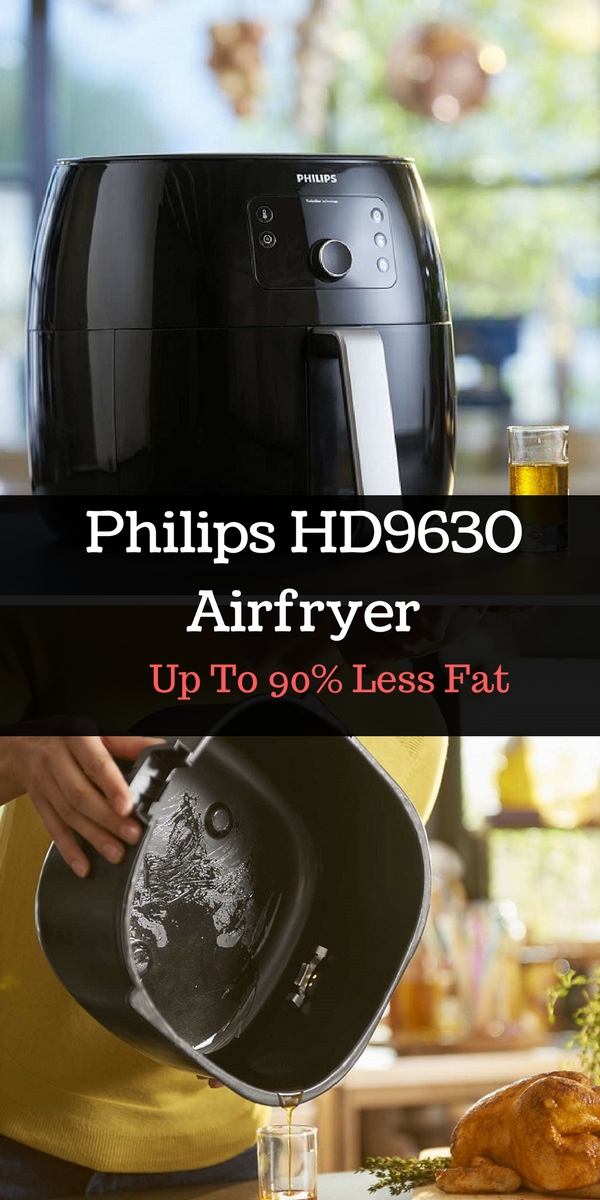 Philips HD9630 Airfryer fries your favorite foods with up to 90% less fat thanks to the fat removal technoloy. 
